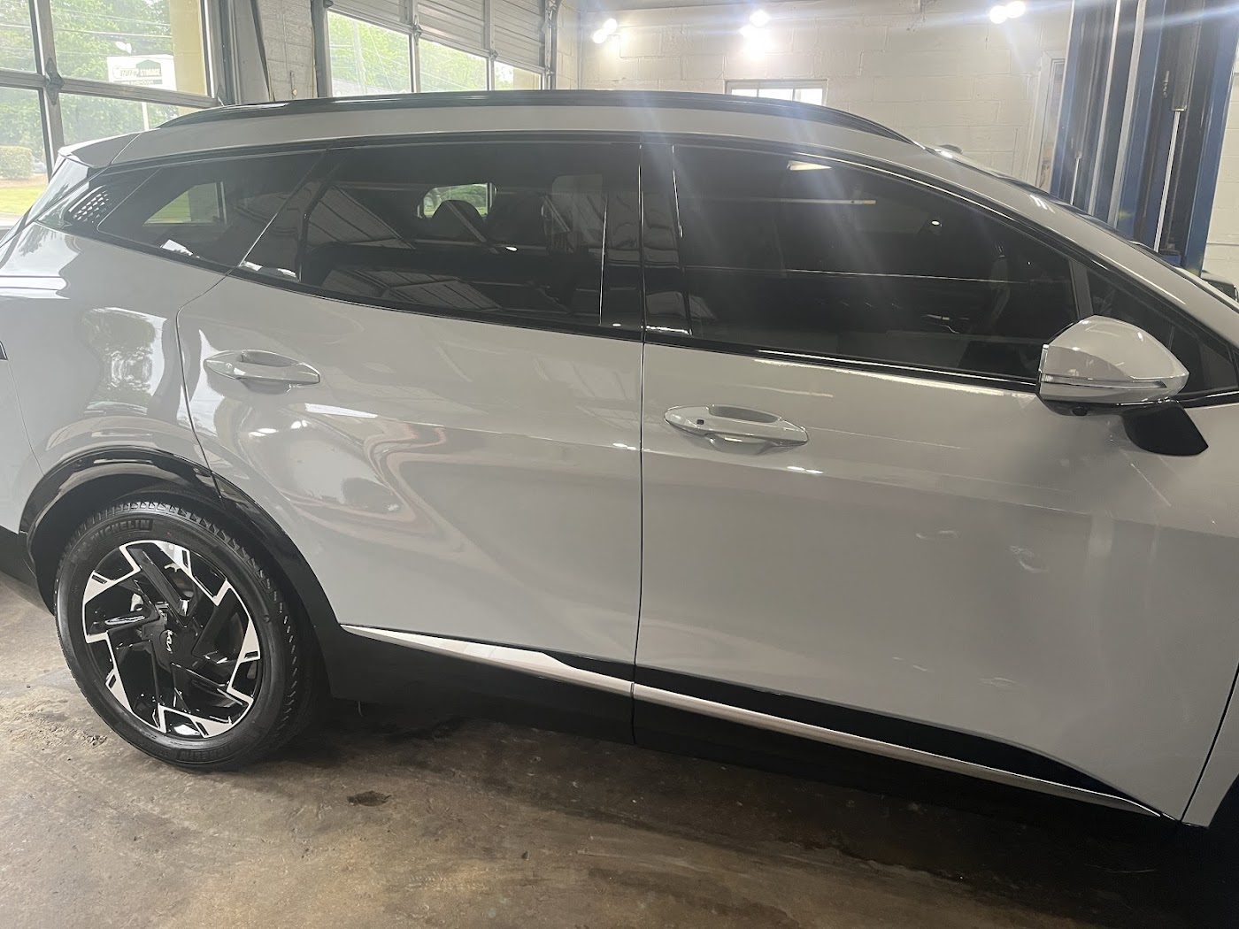 Silver SUV, side view